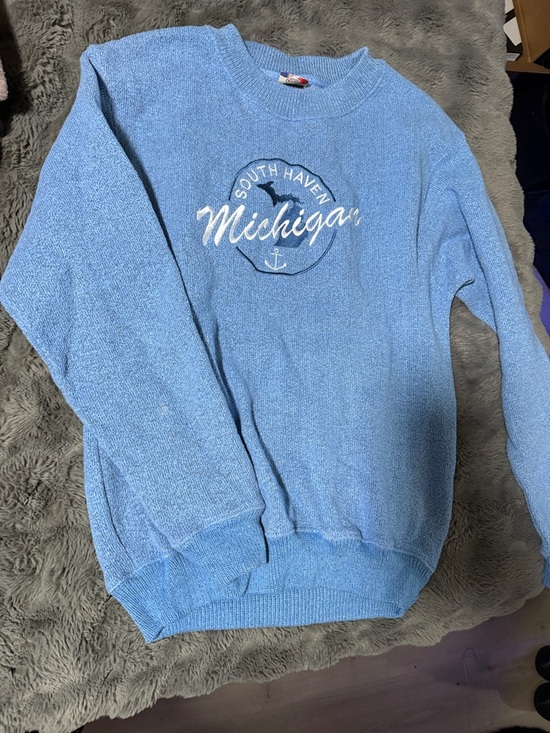Sweaters - South Haven Michigan Blue Terry Crewneck Sweatshirt